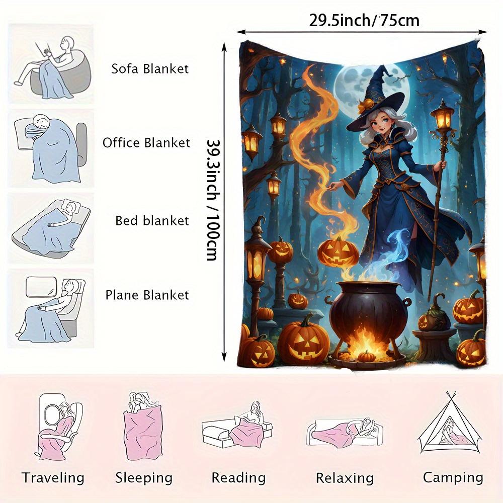 Magical Halloween Witch Blanket: Embrace The Enchanting Design, Ultra-Soft Fabric, And Cozy Vibes For Your Festive Home Decor