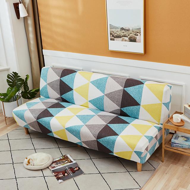 Folding Sofa Furniture Bed Cover Sofa Protective Covers Spandex Stretch Elastic Material Double Chair Cover Slipcovers Living Space Geometric Print