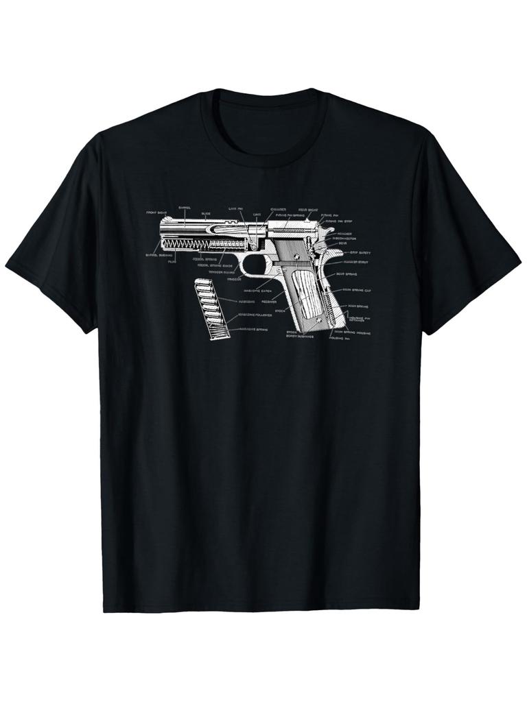 Parts Tshirt Cotton Suitable for Both Men and Women Gun Shirt Sailor Collar Machine Washable in Summer