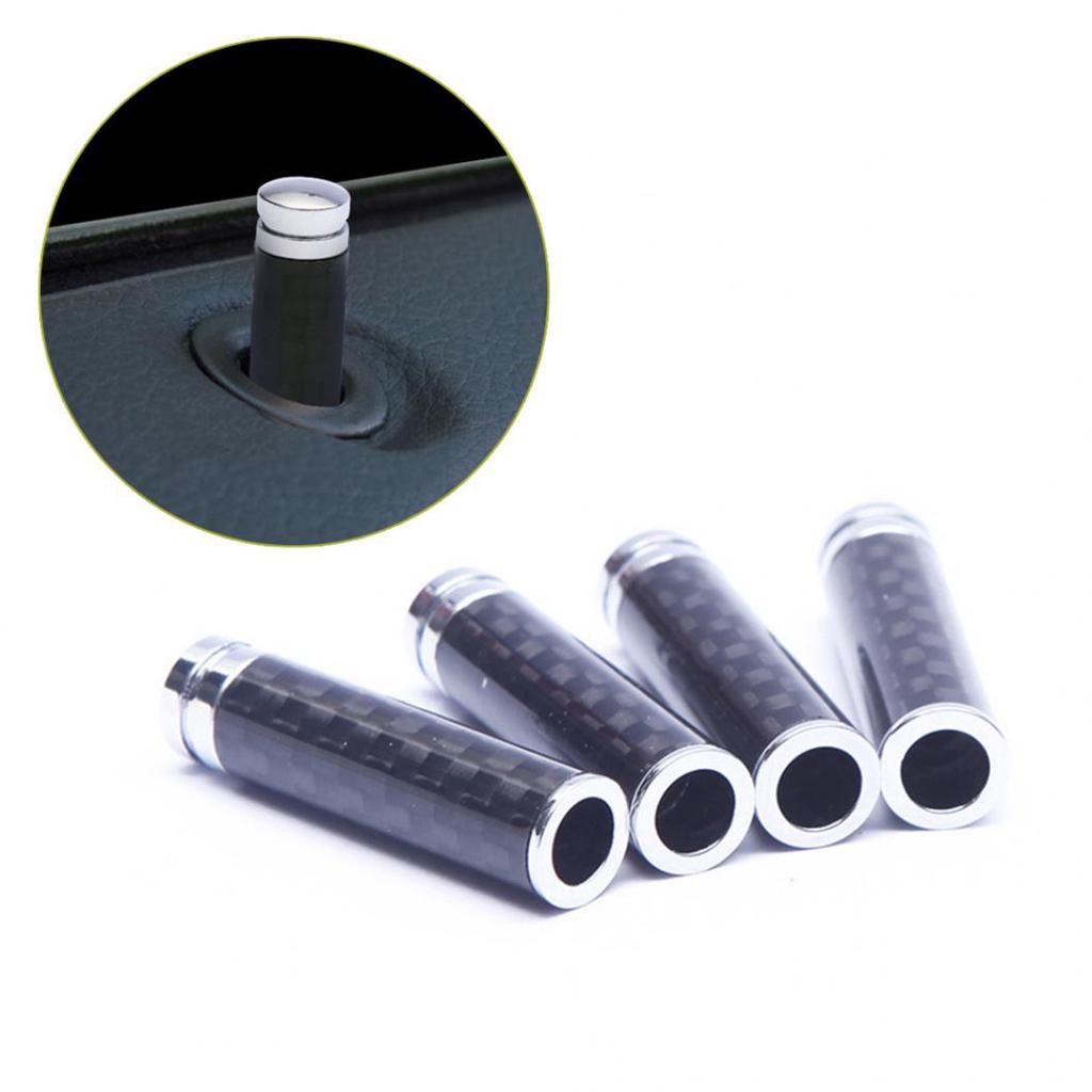 4PCS Real Carbon Fibre Universal Car Interior Door Panel Lock Knob Pull Pin Trim