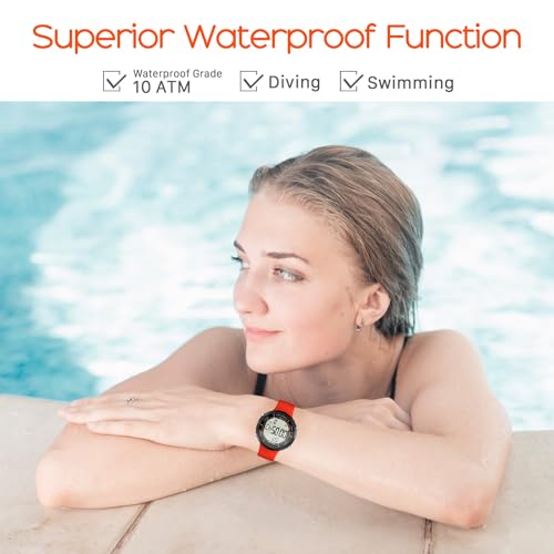 Multifunction Sports Watch for Women, 100m Water Resistant, Perfect for Swimming, Diving, and Surfing, with Alarm, Calendar, Stopwatch, Dual Time, and