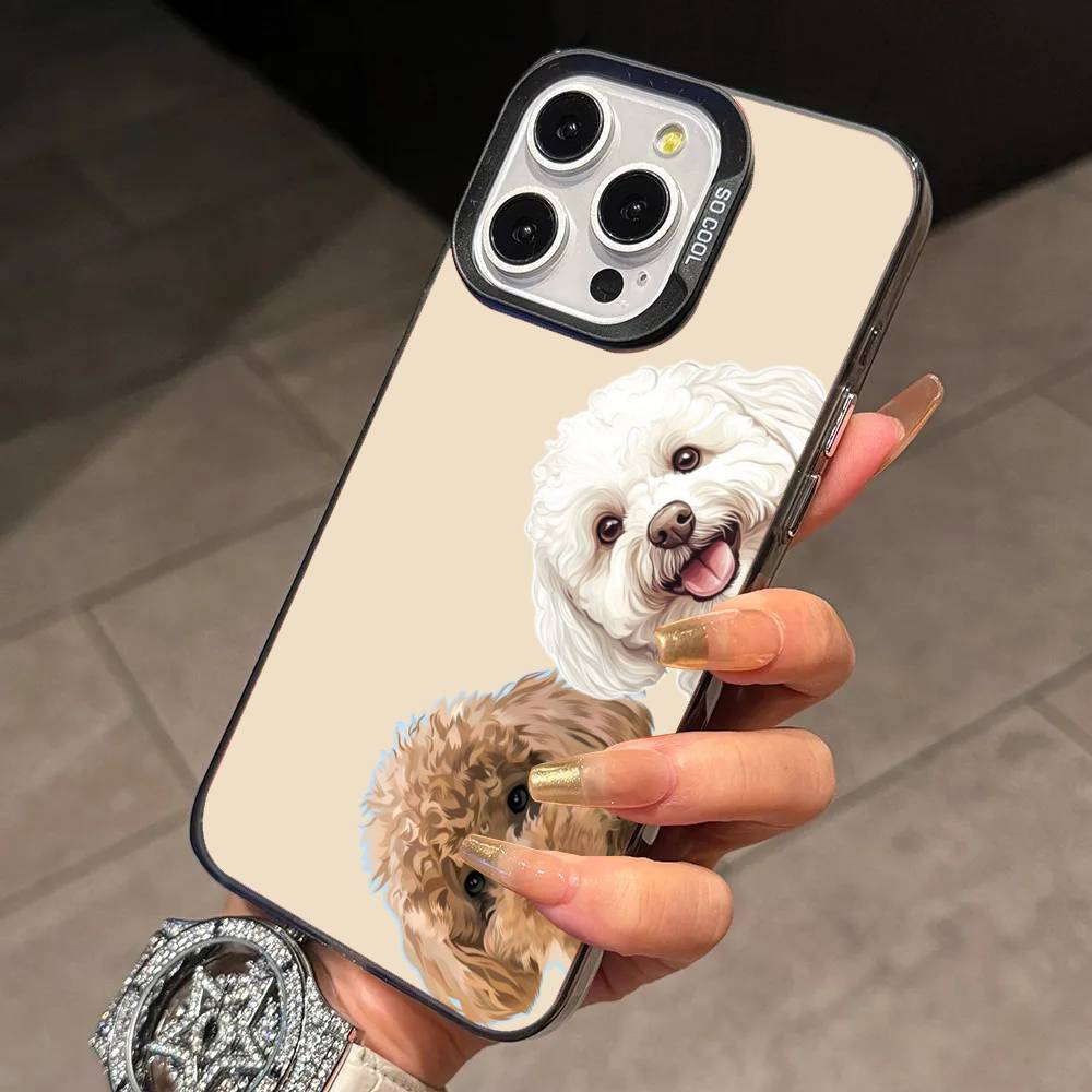 Painting A-Art Shih Tzu  Phone Case For iPhone 17,16,15,14,13,12,11 Plus,Pro Max,XS,Colored Silver Plated Inside Cover