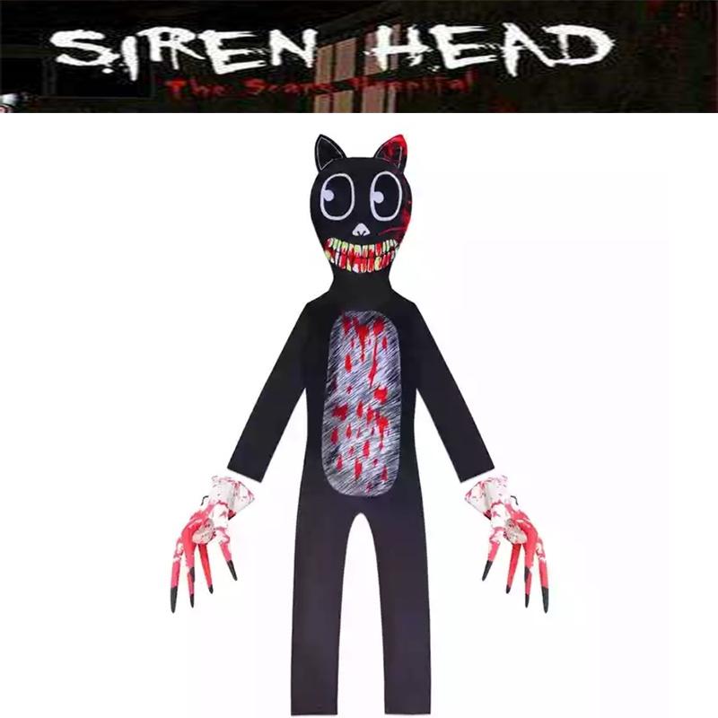 Siren Head Kid Black Cat Jumpsuit Cosplay Costume Bodysuit Halloween Party