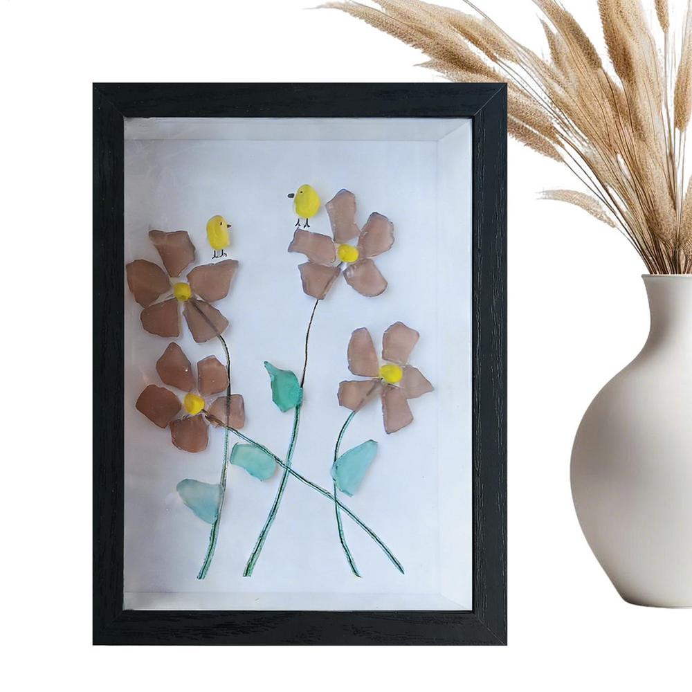 

Desktop Picture Frame Sea Glass Flower Bird Desk Decoration Table Decor Picture Frame For Home Office Dorm Living Room Bedroom