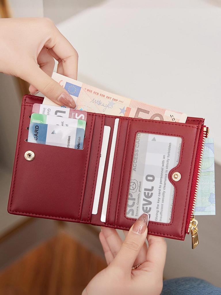 Minimalistisk Damplånbok PU-läder Vikbar Kortplats Pengapåse Mode ID-fönster Visitkortshållare KrokodilmönsterNollPlånbok