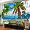 Blue Sky Beach Coconut Trees 3D Wallpaper Living Room Hotel Bedroom Home Decor 3D Mural