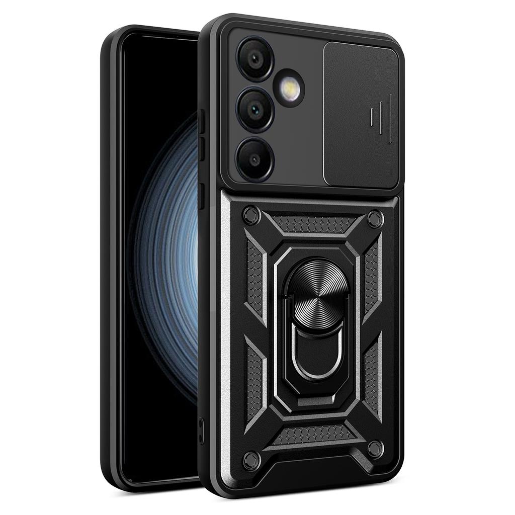 AMORUS For Samsung Galaxy S24 FE Case Kickstand PC+TPU Phone Cover with Camera Lens Slider