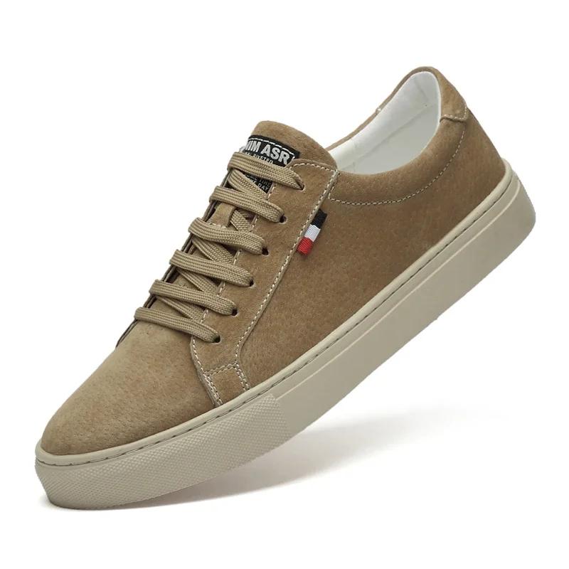 

Genuine Leather Mens Casual Shoes Handmade Lace-up High Quality Outdoor Sneakers Running Shoes for Men Design Business Hombre 49 хакі