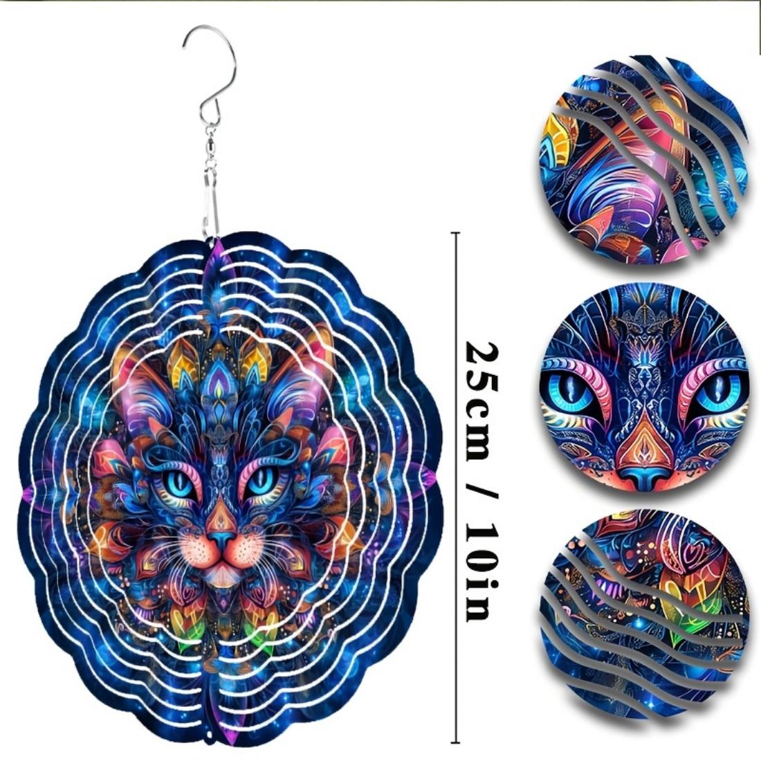 

Металлический колокольчик Богемский синий кот - Яркий, красочный дизайн с вращающимся на 360° крючком, двусторонняя печать для декора сада, балкона, двора - Идеальный 01A