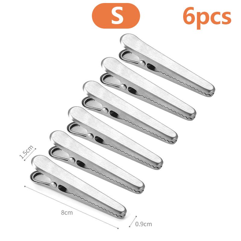 3/6/12Pcs Stainless Steel Clips, Multi-Purpose Food Storage Bag Clips, Reusable Kitchen Alligator Clip Office Binding