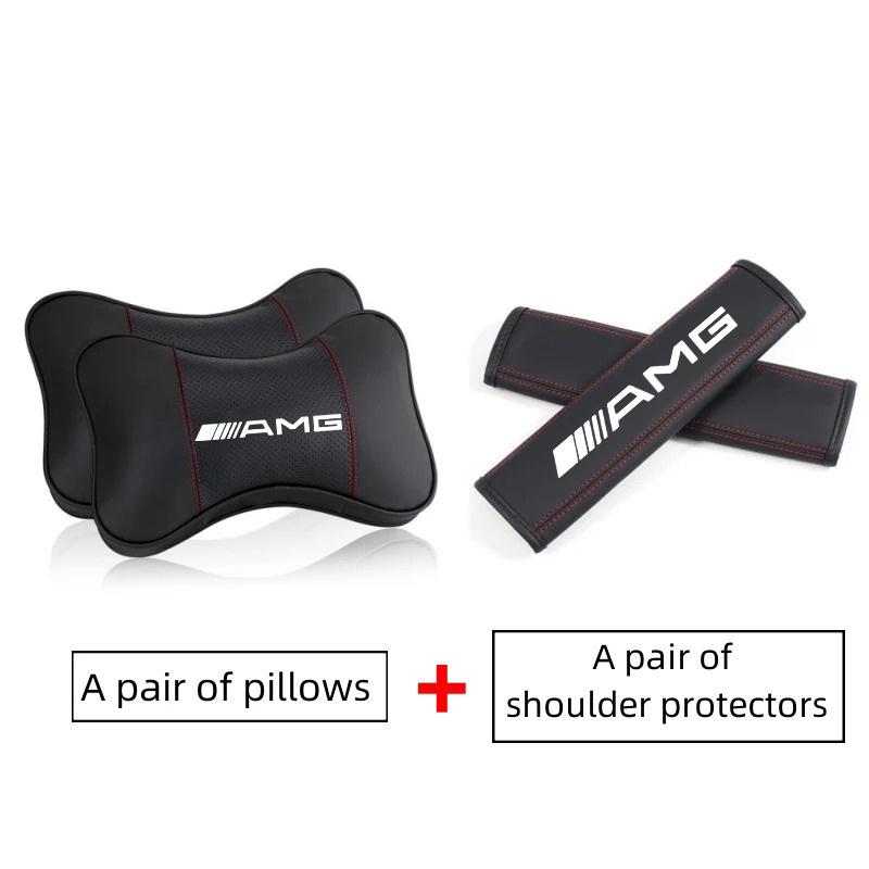Car Headrest Neck Pillow Leather Head