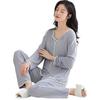 2 Pezzi/Set Pigiama da Donna con Imbottiture al Petto Maniche Lunghe Largo Tinta Unita