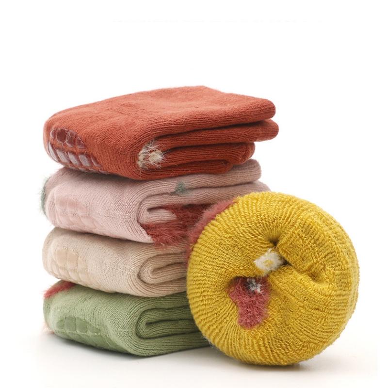 Kids Winter Thicken Socks Baby Skidproof Floor Socks Boy Girls Cartoon Cotton Terry Warm Non-Slip Newborn Tube Socks