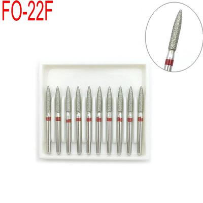 Fraises dentaires en diamant FO-22F, 10 pièces, fraises de dentisterie, pièce à main à grande vitesse, diamètre de poignée FG 1.6mm, outils de dentiste