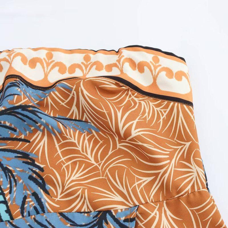 Kaslead New Women Clothes Western Style Fashion Slim Fit Coconut Tree Print Short Tube Top Dress