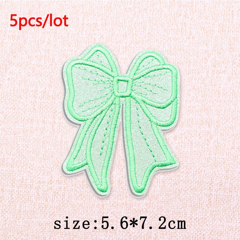 5Pcs/Lot Glitter Butterfly Bow Iron on Patches - Embroidered Patches on Clothes Bags Hats Jackets Decor