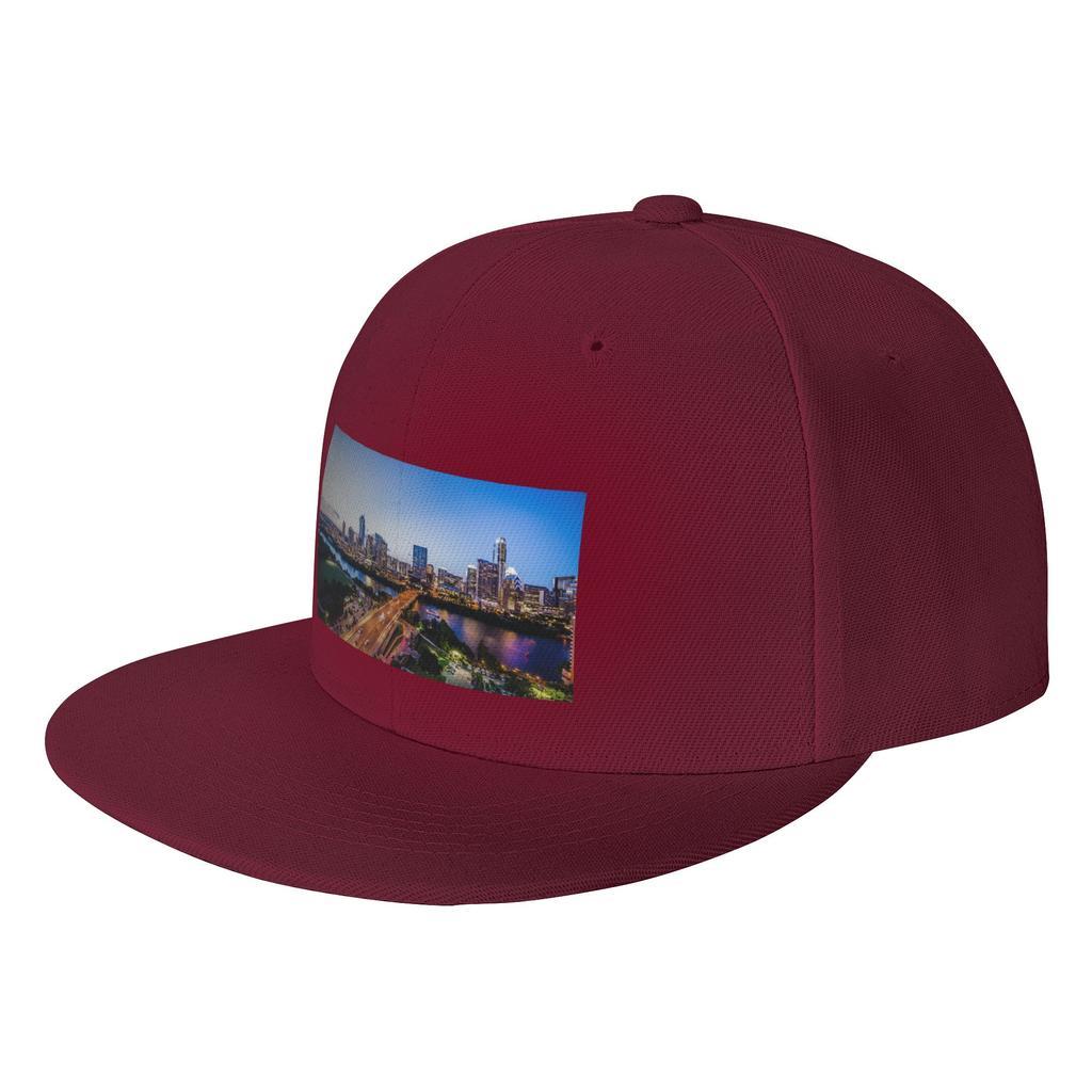 Fashion Austin  Texas  City Skyline  City Lights Flat Brim Sun Hat  Cycling Summer Hat