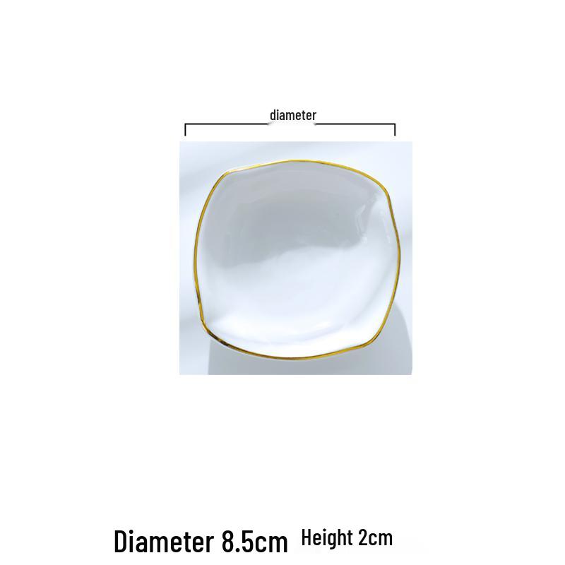 Europejski zestaw ceramicznych naczyń na przyprawy i sosy ze złotym rantem