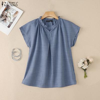 Blouse Décontractée d'Été à Manches Courtes et Col en V Ample pour Femmes