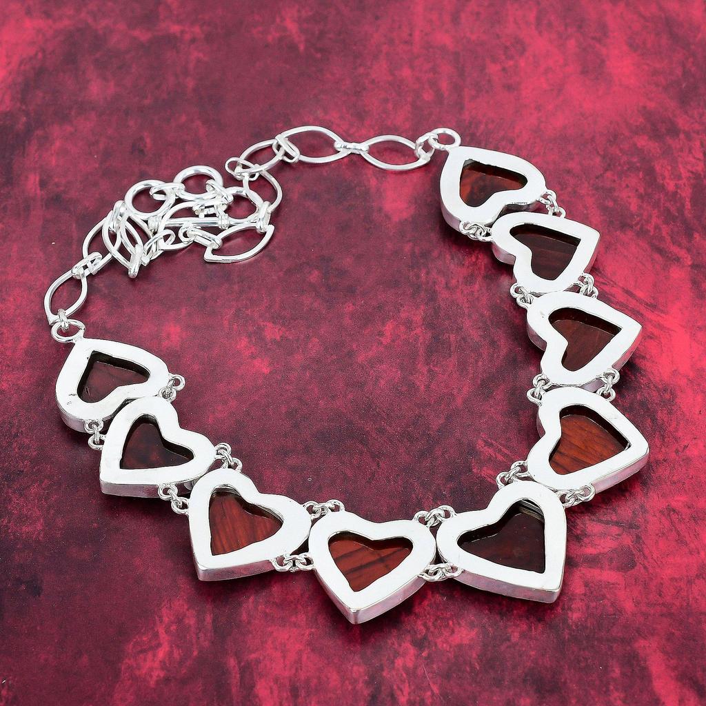 Red Flash Labradorite Necklace, Gemstone 925 Solid Sterling Silver Jewelry Adjustable Chain Necklace, Handmade Heart Shaped Antique Jewelry