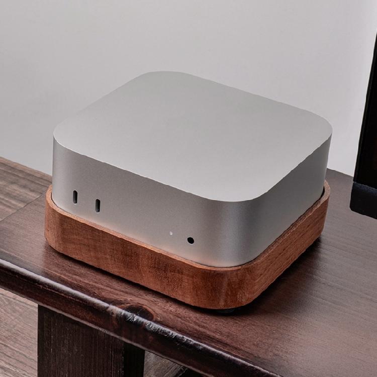 Wooden Desktop Risers for Power Button Wood Texture Heat Dissipation NonSlip Protective Base