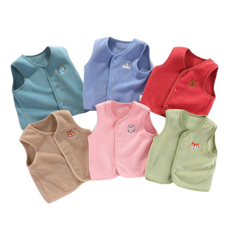 Ubranka dla niemowląt Dziecięce dzianinowe ciepłe kamizelki Jesienne aksamitne bezrękawniki dla chłopców i dziewcząt