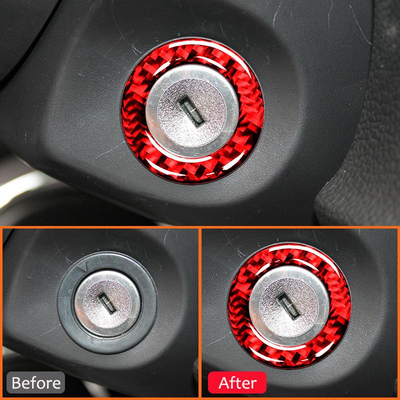 Für Ford Mustang 2009-2013 Kohlefaser Auto Keyless ONE-CLICK Start Stopp Knopf Motor Zündschalter Rahmen Dekorationsaufkleber