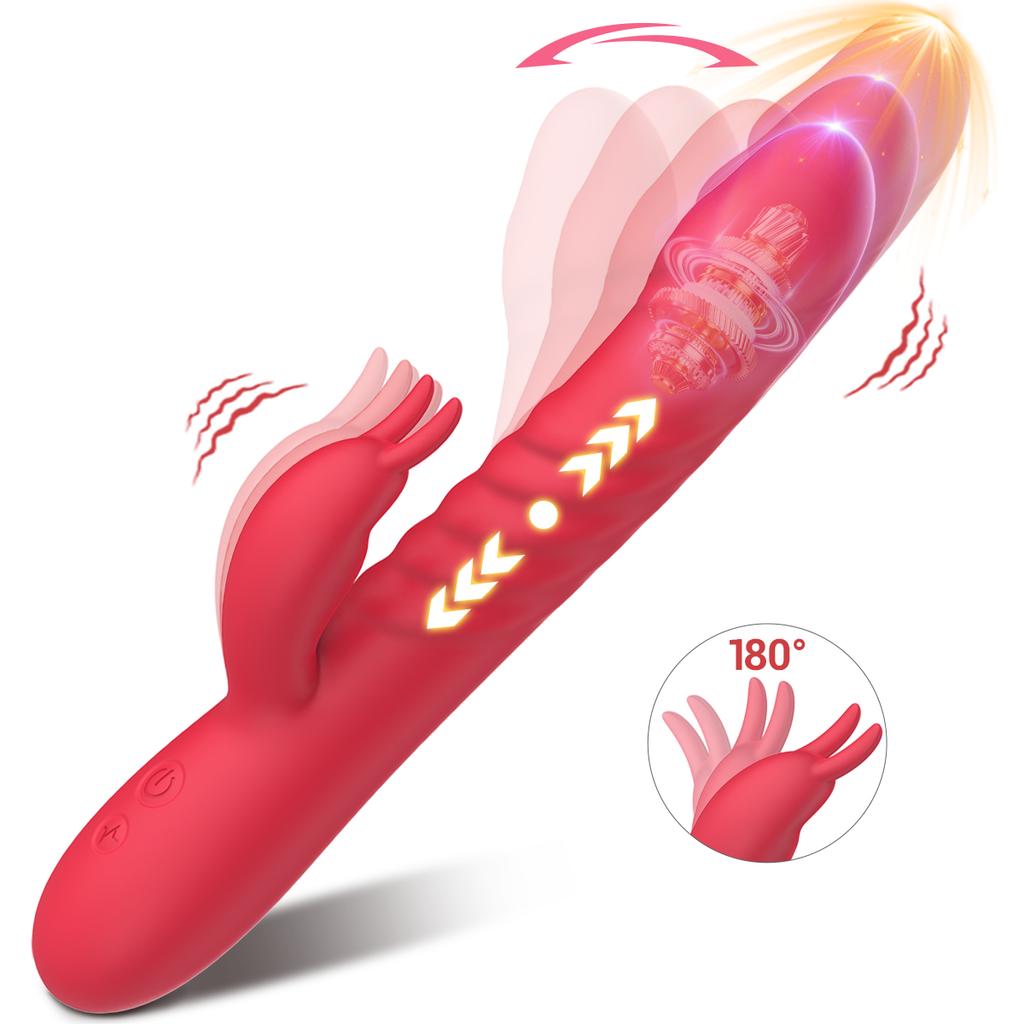 Telescopic Vibrator G Spot Dildos Sex Toy for Woman 10 Thrusting 10 Vibration Rabbit Vibrators Clitoral Massager Sex Toys Couple