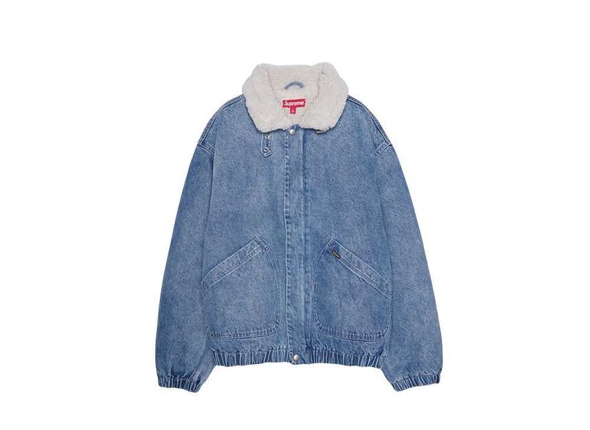 Supreme Chaqueta Bomber de Mezclilla Forrada de Borrego Sintético