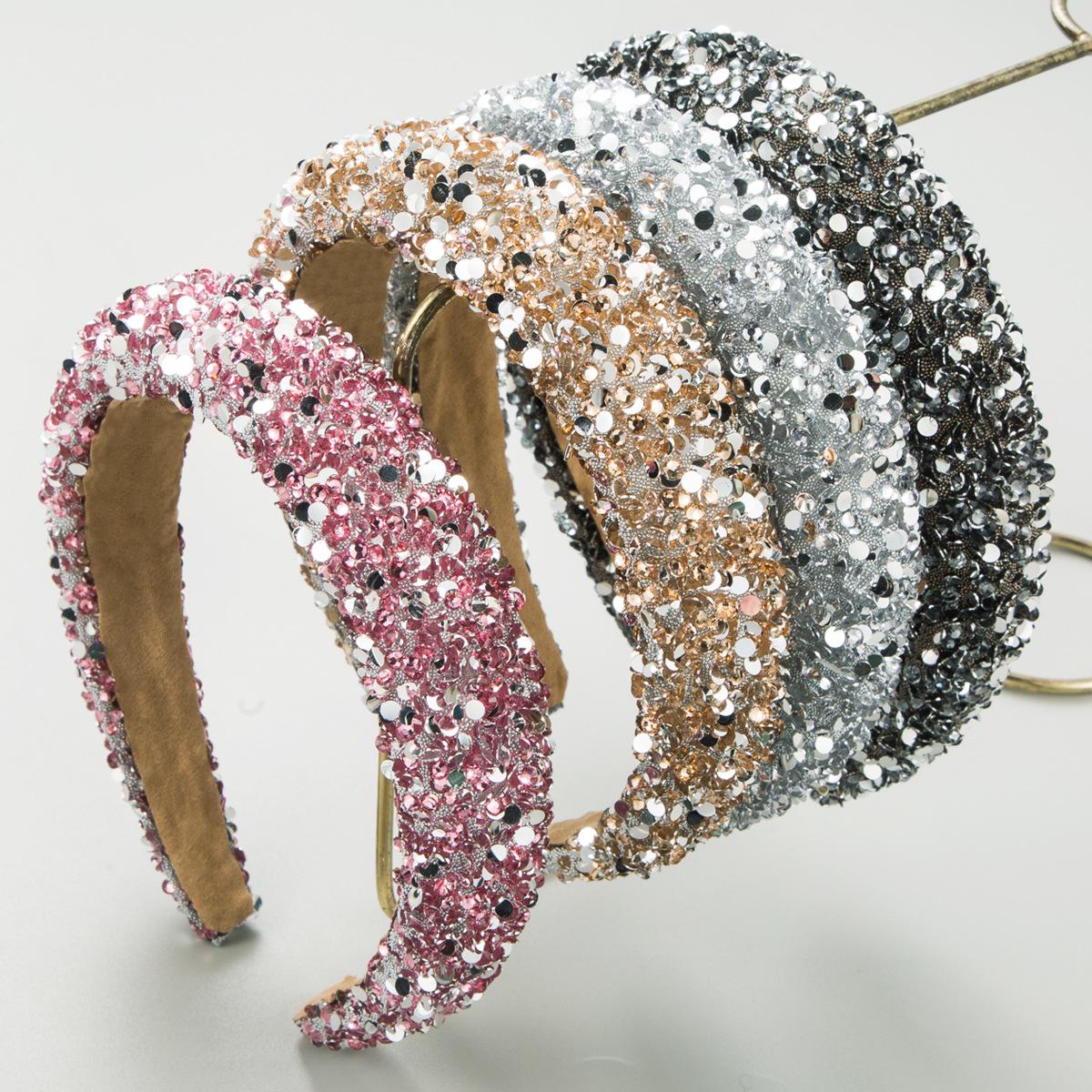 

Korean Sparkly Rhinestone High-Crown Headband for Women – Trendy Wide-Edge Hair Accessory белый