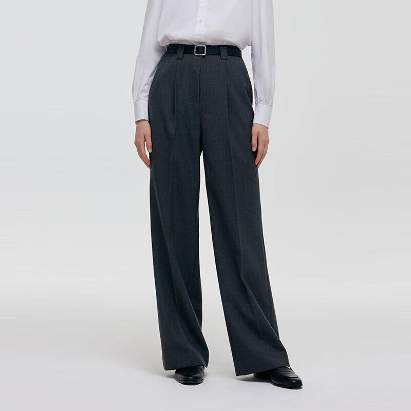 GOELIA Women's High-Waist Wool Blend Loose Wide-Leg Trousers