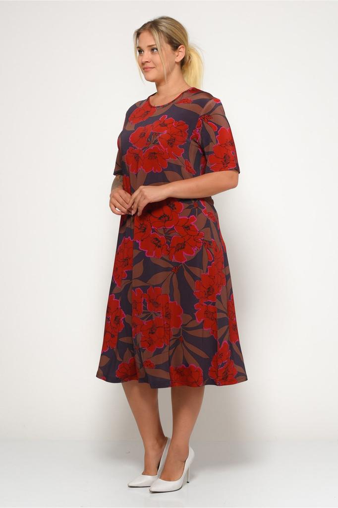 Damska sukienka w dużych rozmiarach oraz damska wzorzysta piaszczysta sukienka oversize z krótkim rękawem w dużych rozmiarach