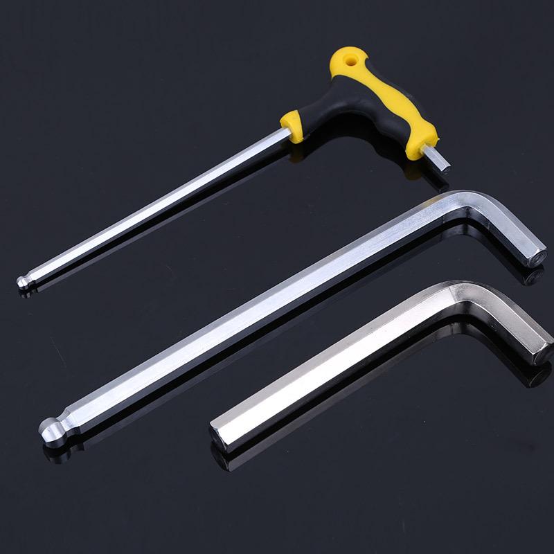 Chrome Plated Hex Key Ball Head Metric Wrench with Labor-Saving Crutch Type Design