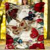 Butterfly Garden Blanket Personalized Name Flannel Blanket Soft Cozy Plush Throw for Sofa Bed Lightweight Home Décor
