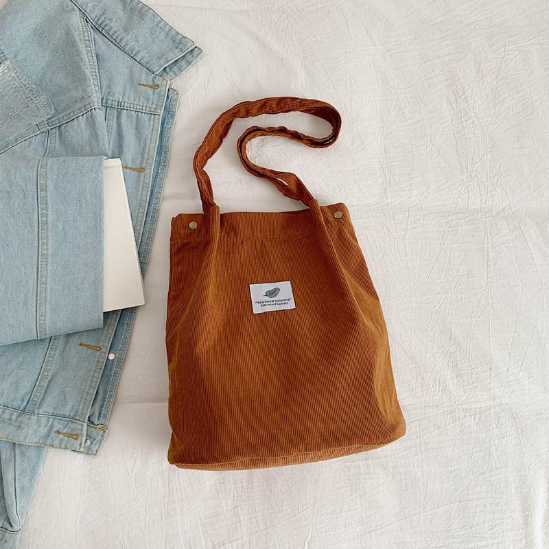 Bolso de hombro para mujer, moderno, versátil, de pana, de gran capacidad, portátil, para compras, bolso de viaje informal para mujer