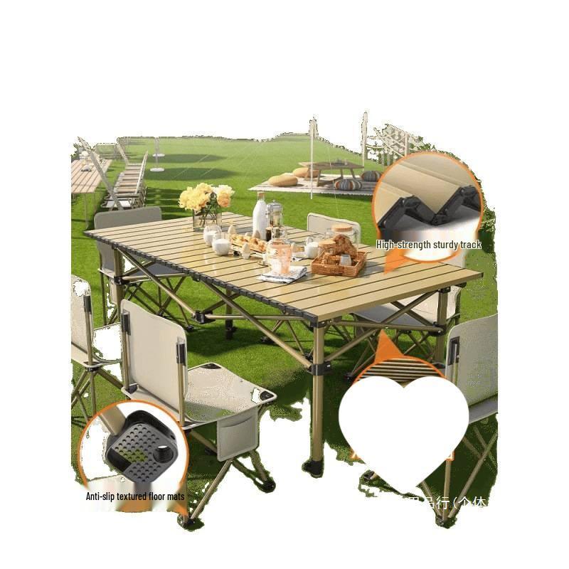 Height-Adjustable Portable Outdoor Picnic Table and Chair Set