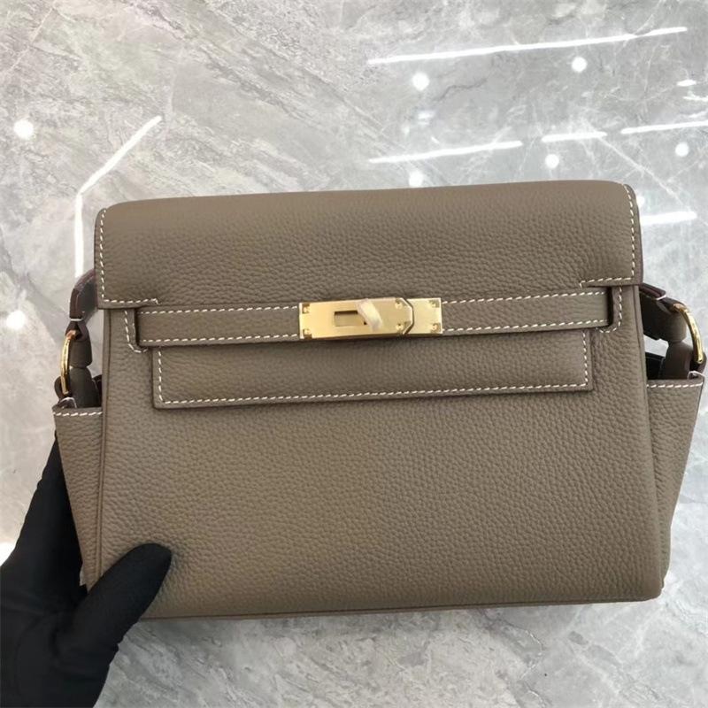 The first layer of cowhide TOGO cowhide KL bag women's versatile retro mailman bag spring senior feeling shoulder messenger bag