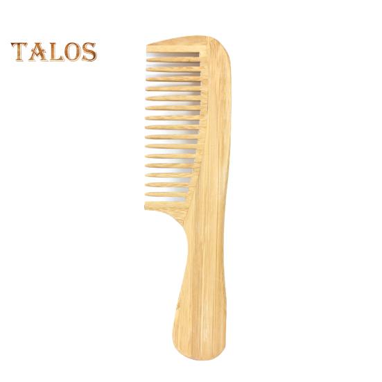 Natural Bamboo Wide Tooth Hair Comb for Women Men Anti-Static Afro Fork Comb Detangler Brush for Curly Straight Wet Dry Hair Prevents Breakage