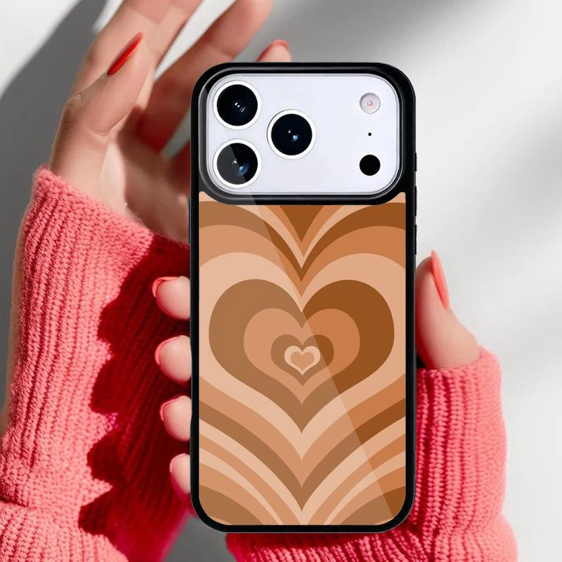 Latte Love Braunes Herz Ästhetische Handyhülle für iPhone 17 16 15 14 13 Pro Max Rückabdeckung für 12 11 Pro Hülle