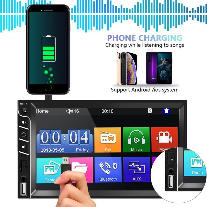 2Din Car Player 7 Inch HD Touch Screen MP5 Multimedia Player Digital Radio FM Bluetooth Auto Player Support Mirrorlink Rear View AUX USB SD