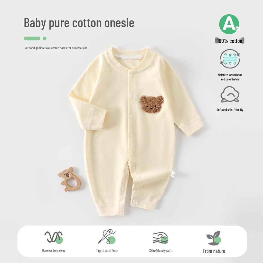 Tagless Pure Cotton Baby Romper - Spring & Autumn Infant Bodysuit