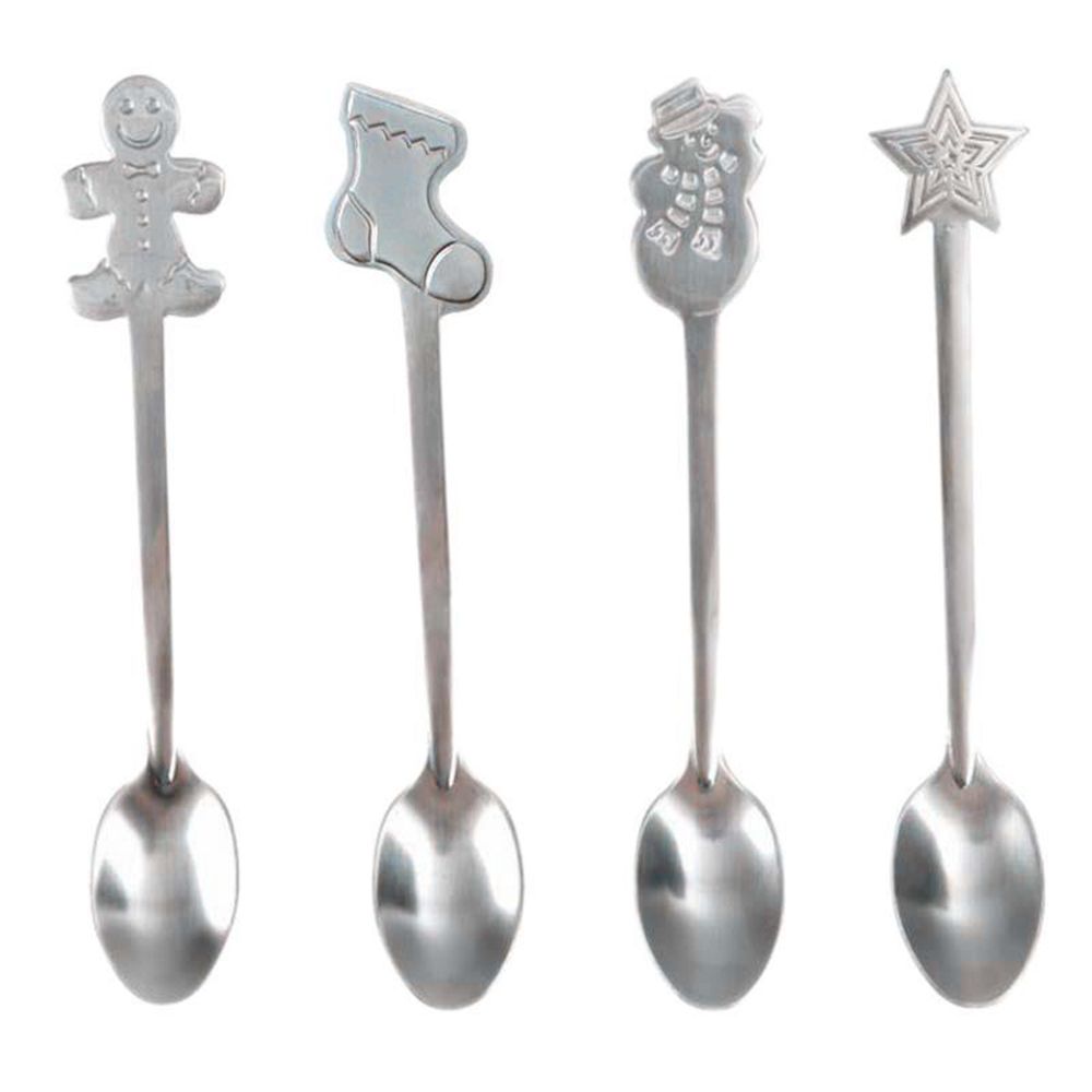 4Pcs/set Kitchen Accessories Stirring Spoon New Year Xmas Gifts Tableware Christmas Decorations Dessert Spoon Coffee Spoons