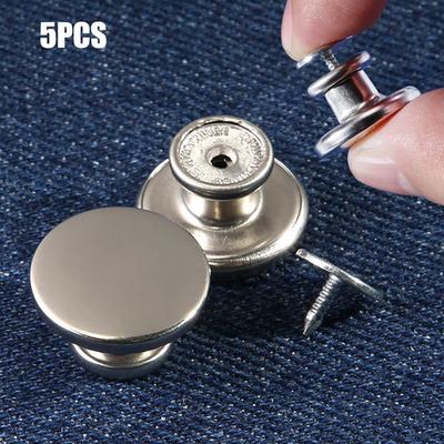 5 pièces Boutons de Jeans Détachables Durables Ajustement de la Taille Remplacement Épingles de Pantalon Kit de Réparation de Boutons Sans Clou