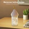 LED Decorative Atmosphere Lamp Warm Light Hollow Iron Lantern Battery Powered Candle Holder Tea Light for Living Room Shelf Desk
