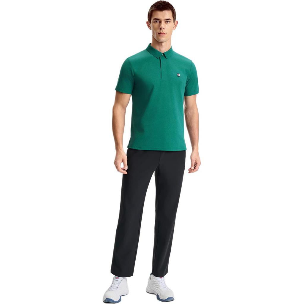 Fila Tennis Series Brand Logo Sun Protection Knitted Short Sleeve Polo Shirt Men Tops Deep-Iron-Green A11M523103F-GN