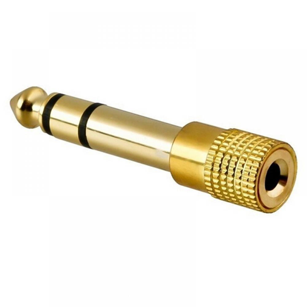 Gold 6.3mm 1/4" Male Plug to 3.5mm 1/8" Female Jack Stereo Headphone Audio Adapter Home Connectors Adapter Microphone Hot Sell