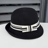 New British retro knitted bucket hat simple knot curled top hat women's summer travel sunshade sunscreen basin hat