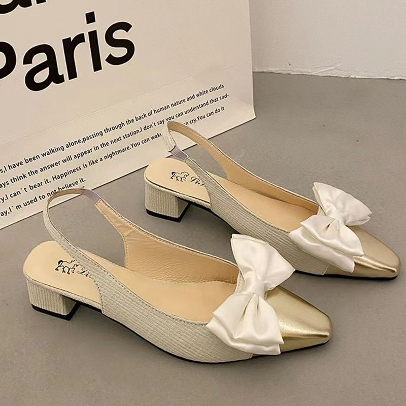 Square Head Thick Heel Single Shoes 2025 New Summer Wear Versatile French Style with Skirt Small Fragrant Style Bag Head Temperament Sandals Women