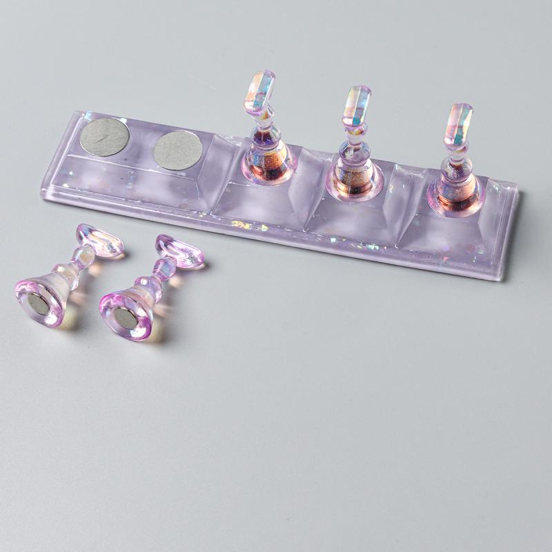 1 Set Transparent Aurora Nail Stand Magnetic False Nails Holder Press On Nail Display Nail Rack Acrylic Nail Training Manicure
