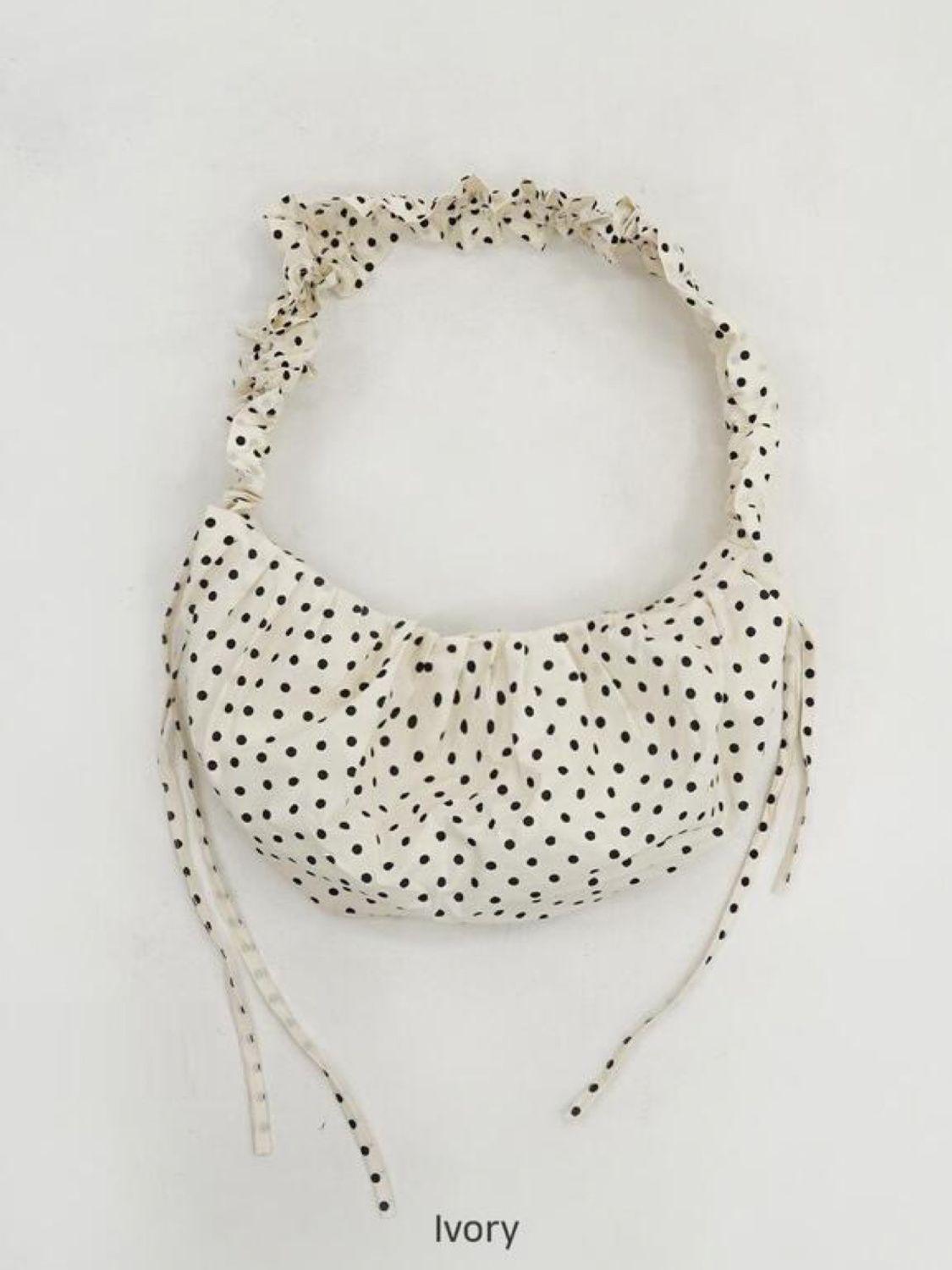 

Плиссированное кружево, дизайн со шнурком, большая вместимость, сумка через плечо, сумка-мессенджер, ретро, в горошек, милая сумка-пельмень белый